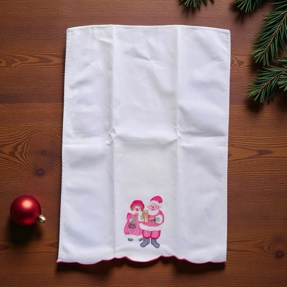 Embroidered Christmas Garland Mr&Mrs Claus Mouse Holly Hand Fingertip Towel Set - Picture 9 of 16
